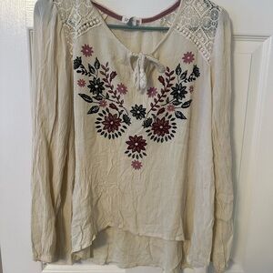 Embroidered Cream Blouse with Floral Design